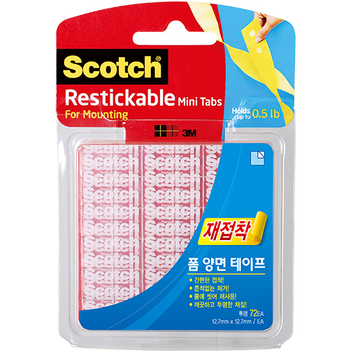 R103 스카치 재접착 폼 양면테이프 (12.7mm X 12.7mm/72개입)