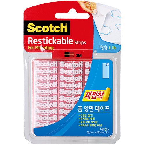 R101 스카치 재접착 폼 양면테이프 (25.4mm X 76.2mm/6개입)