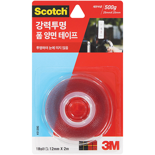 3120C 스카치 강력 투명 폼 양면테이프 12mm X 2m