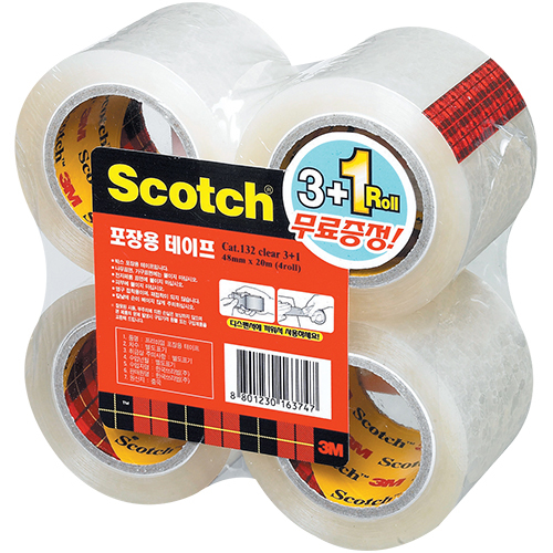 132R 스카치 포장용 테이프 리필 3+1 무료증정 48mm X 20m