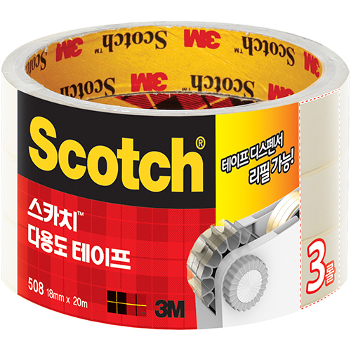 508 스카치 다용도 테이프 3인치 코어 (18mm X 20m/3롤)