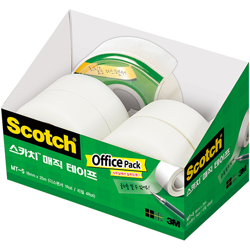 MT-5 스카치 매직테이프 오피스팩 18mm X 25m (매직테이프 1개 + 리필 4개)
