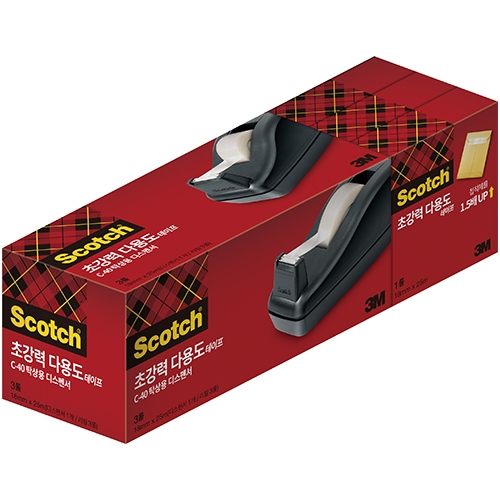 SM-3Deal 스카치 초강력 다용도 테이프 기획 18mm X 32m (디스펜서 1개 + 리필 3개)