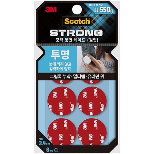 CLS34 스카치 강력 투명 소재용 폼 양면테이프 (원형/3.4cm)