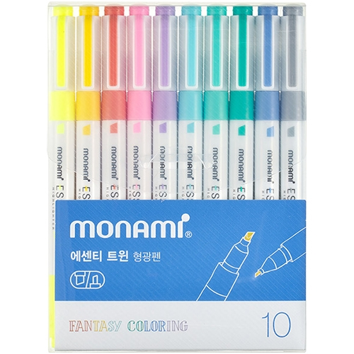 에센티 트윈 형광펜 10색 세트 (판타지컬러링)