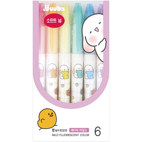 쭈바 형광펜 베이비 마일드 6색 세트