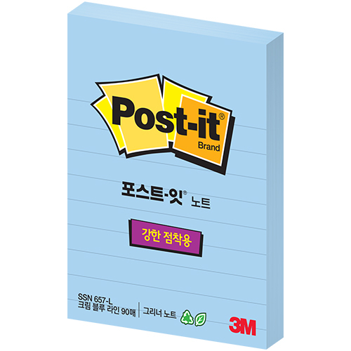 포스트잇 강한점착용 그리너 노트 SSN 657 RC 라인