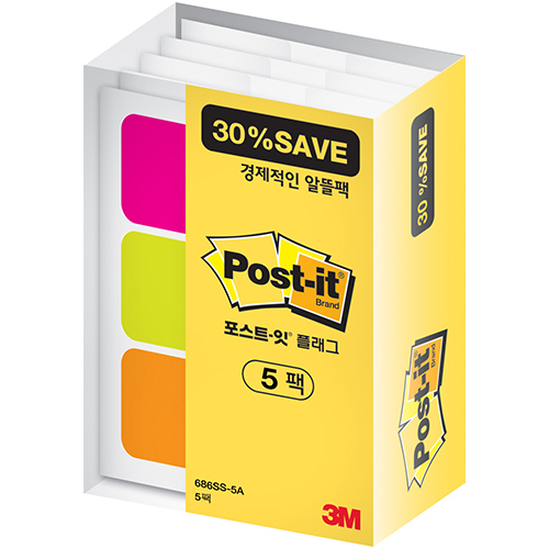 포스트잇 플래그 알뜰팩 686SS-5A (686SS-BRY/3개 + 686SS-PGO/2개)