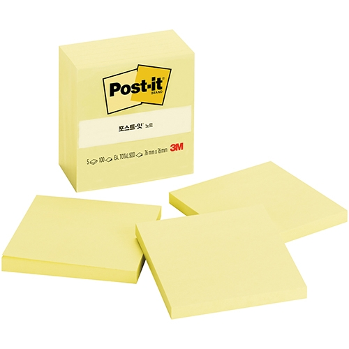 포스트잇 노트 알뜰팩 654-5CY (76 X 76mm/5패드)