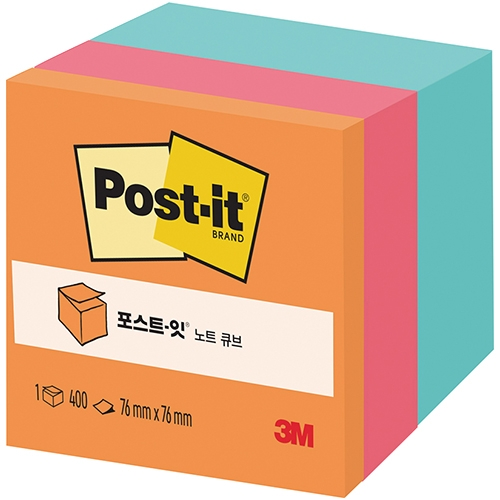 [단종] 포스트잇 노트 큐브 3색 2059-AQ (오렌지)