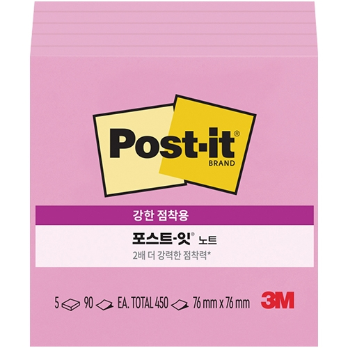 포스트잇 강한점착용 노트 654-5SSNP (네온핑크)