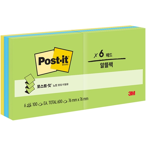포스트잇 팝업 리필용 노트 KR330-6AU (플로랄판타지)