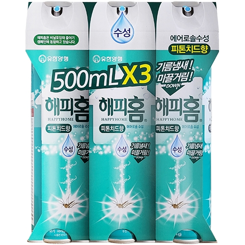 해피홈 에어로솔 수성 500ml 3입 (피톤치드향)