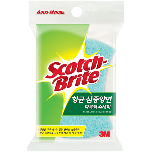 MD-100DB 항균 삼중양면 다목적 수세미 1입