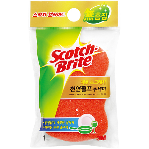제로스크래치 천연 펄프 수세미 1입