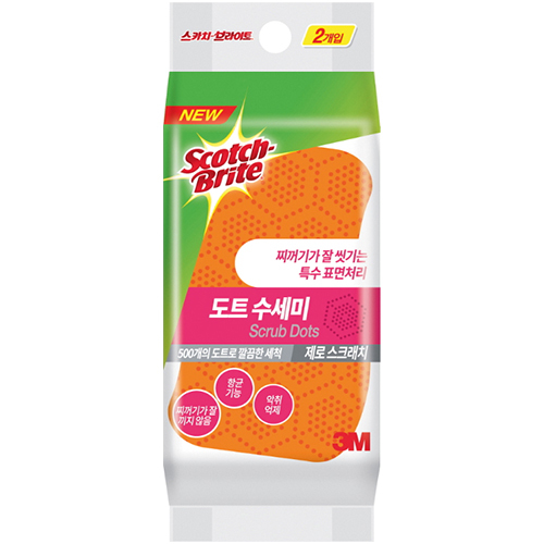 도트 수세미 2입 (제로스크래치)