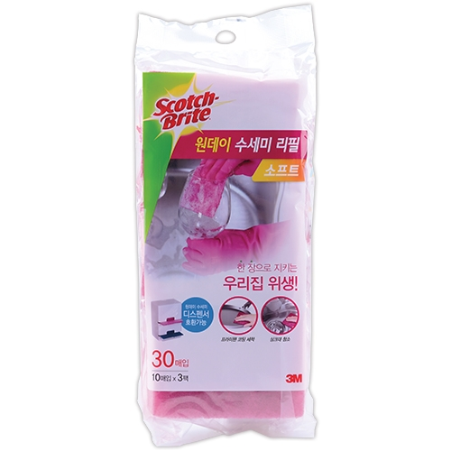원데이 수세미 플러스 디스펜서용 리필 (소프트/30입)