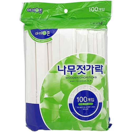 나무 젓가락 종이포장 (100개입)