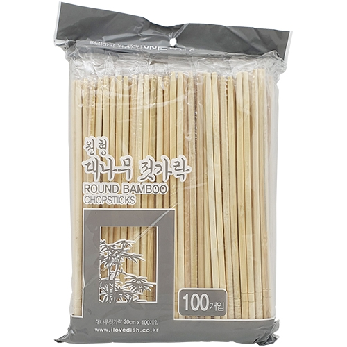 원형 대나무 젓가락 20cm (100개입)