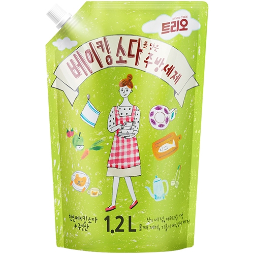 트리오 베이킹소다를 담은 주방세제 파우치 1.2L