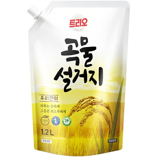 트리오 곡물설거지 우리현미 파우치 1.2L