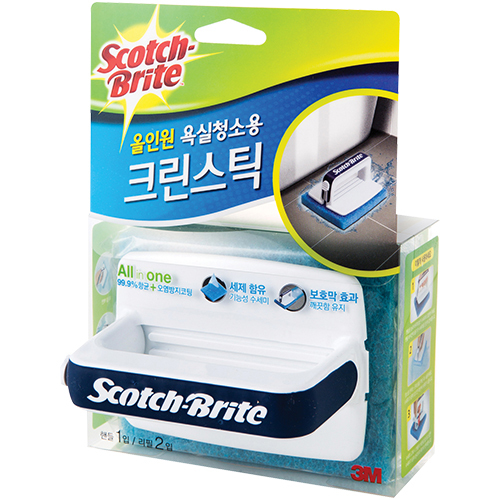 올인원 욕실청소용 크린스틱 (핸들 1개 + 리필 2개)